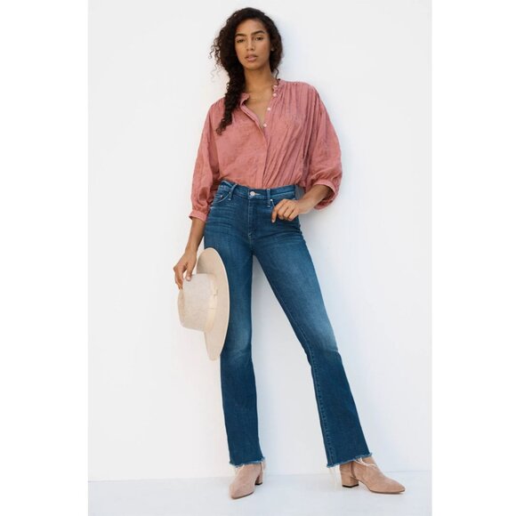 Anthropologie Pilcro the Tavi Embroidered Button Down Blouse Pink Women S - Picture 1 of 14